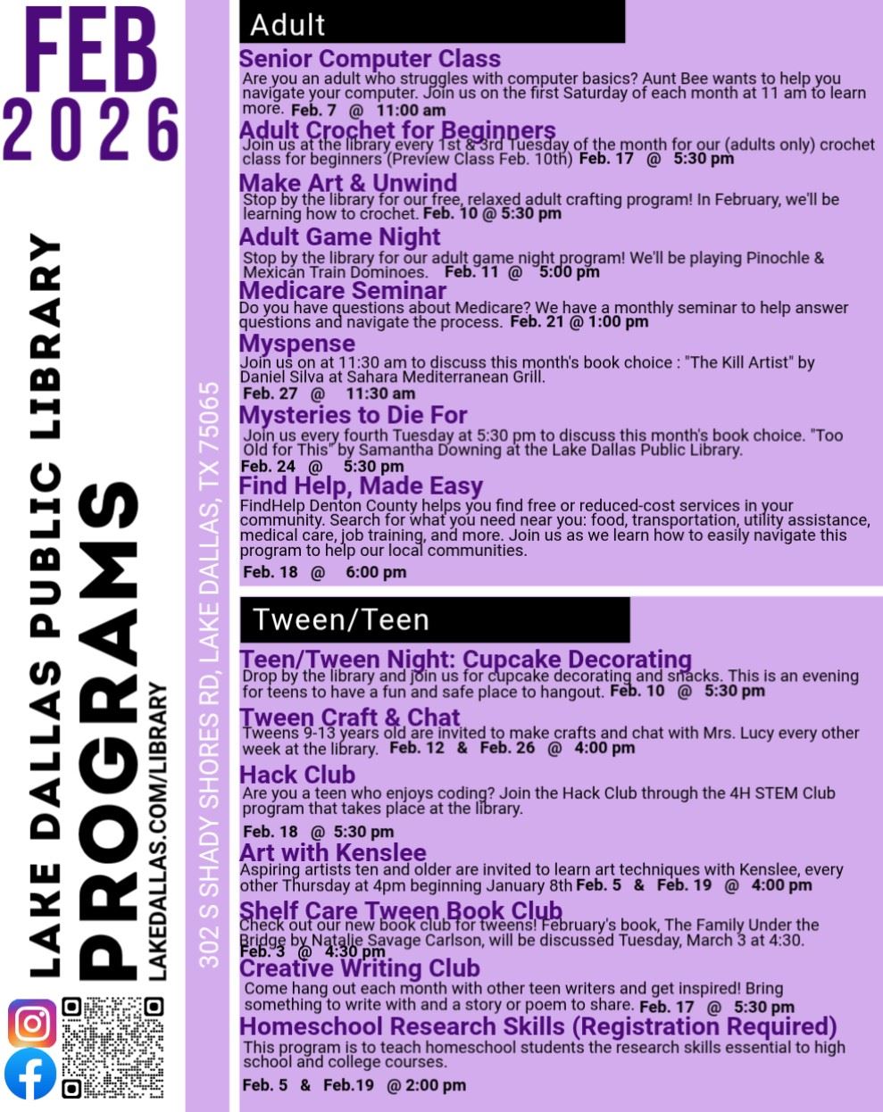 Program Descriptions: Teens & Adults